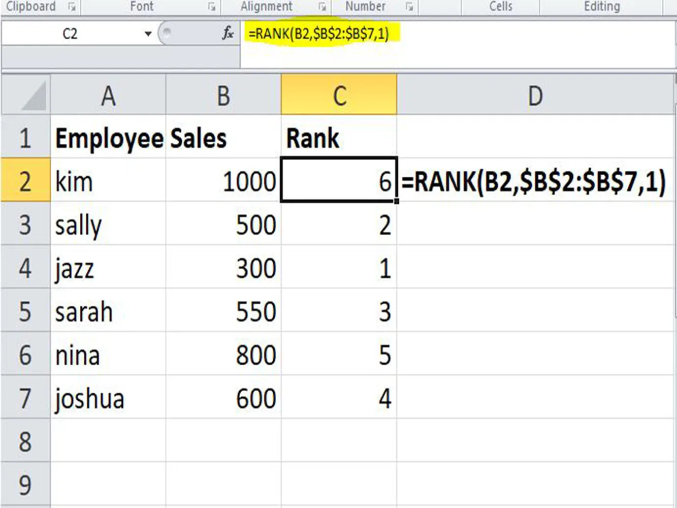 Hàm RANK trong Excel hỗ trợ như thế nào trong việc xử lý bảng tính 4