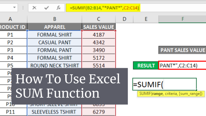 Phải sử dụng hàm SUM trong Excel như thế nào