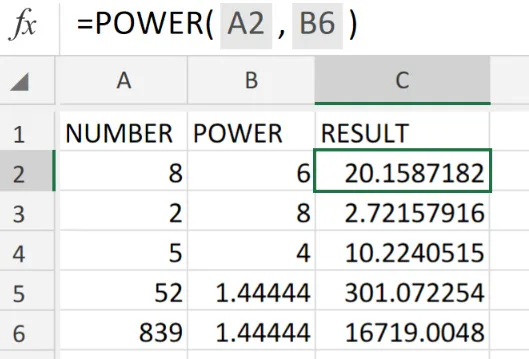 Phương thức sử dụng của hàm POWER trong Excel 3