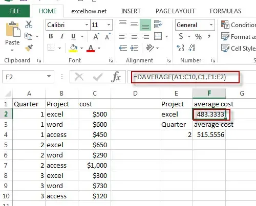 Tận dụng hàm DAVERAGE trong Excel một cách hiệu quả 2