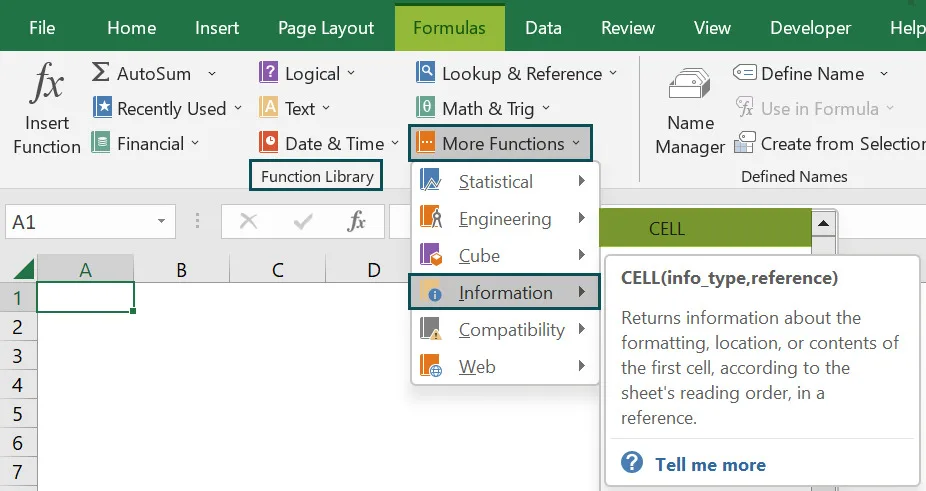 Tổng hợp chức năng của hàm CELL trong Excel 4